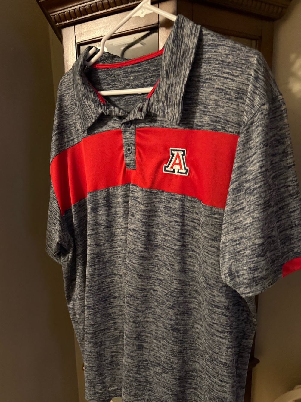 Gray and Red Polo Shirt with 'A' Logo - Picture 2 of 2